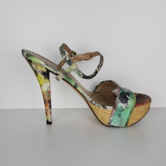 Stuart Weitzman “Onceover” Multi-color Platform Sandal Size 10 - Picture 3 of 11
